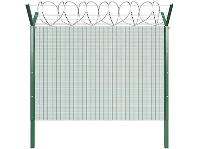 Mesh fence drawing with extended posts for concrete-in installation