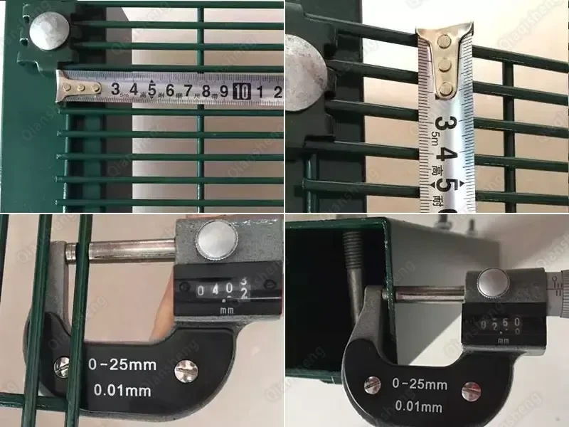 Tape and micrometer measurements of close mesh spacing and wire diameter