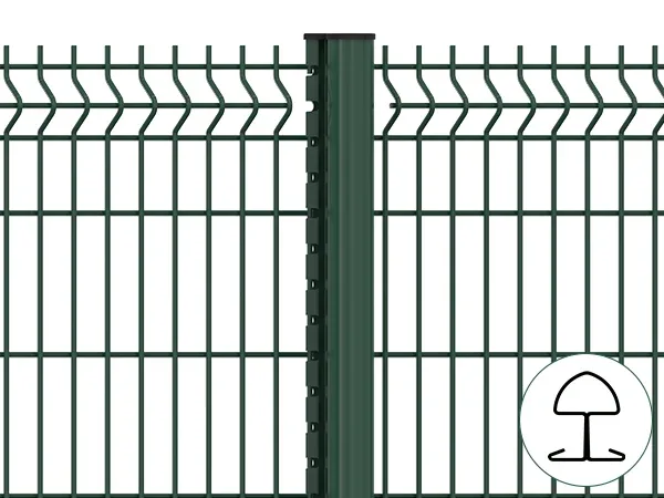 Profiled post with mesh panel edges retained along each side
